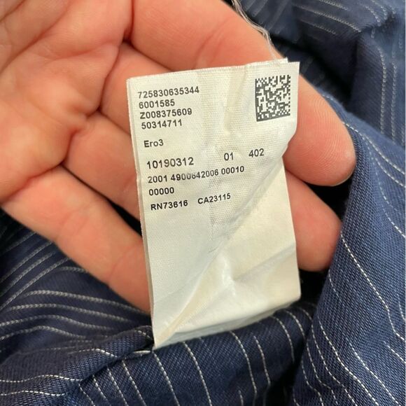 HUGO Hugo Boss Navy Blue Super soft stretchy Cotton Button Up Shirt L - Picture 7 of 12